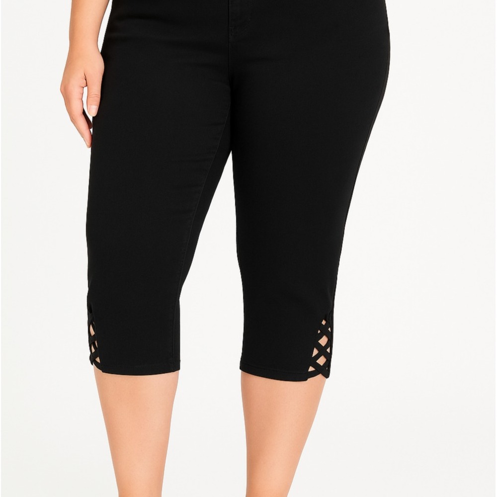 Avenue Lattice Butter Jeans High Rise Skinny Black Women's Size 22 Black